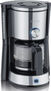 SEVERIN Filterkaffeemaschine Switch KA 4825, 10 Tassen, 1,25 l, 1.000 W, Schwenkfilter 1×4, Tropf‑Stopp, Warmhaltefunktion, Abschaltautomatik, B 230 x H 340 x T 260 mm, Schwarz/Edelstahl bei vibequelle