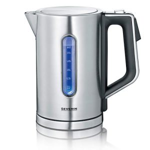 SEVERIN Digitaler Wasserkocher WK 3418, 1,7 l, 3.000 W, einstellbare Temperatur 40–100 °C, Warmhalten, 360° Central Cordless, BPA‑frei, Edelstahl gebürstet/Schwarz bei vibequelle