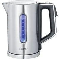 SEVERIN Digitaler Wasserkocher WK 3418, 1,7 l, 3.000 W, einstellbare Temperatur 40–100 °C, Warmhalten, 360° Central Cordless, BPA‑frei, Edelstahl gebürstet/Schwarz bei vibequelle