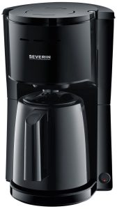 SEVERIN Filterkaffeemaschine, 1,0 L, 8 Tassen, 1.000 W, Schwenkfilter Größe 1×4, Tropfverschluss, Abschaltautomatik, Schwarz, bei vibequelle