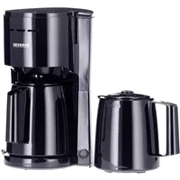 SEVERIN Filterkaffeemaschine KA 9307, 1,0 l (bis 8 Tassen), 2 Thermokannen mit Durchbrühdeckel, Schwenkfilter 1×4, Tropfverschluss, automatische Abschaltung, Schwarz bei vibequelle