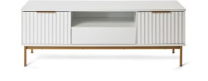 TV-Board JAHNKE “CARVE TV 140”, gold (weiß, gold), B:140cm H:49,9cm T:39,6cm, Holzwerkstoff, Sideboards, TV-Board, Edle Gold-Applikationen, Fronten in Wellendesign, 140 cm bei vibequelle