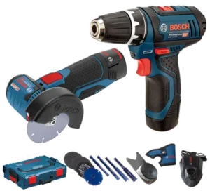 Bosch Akku-Power Set | Akku-Winkelschleifer und Akku-Bohrschrauber, Art. 40778 bei vibequelle