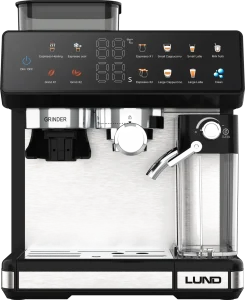 Kaffeevollautomat mit Milchaufschäumer und Mahlwerk, 1350W – LUND bei vibequelle