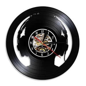Musik-Vinyl-Schallplatten-Wanduhr ¨C Kopfh?rer tragen Vinyl-Wanduhr ¨C Vinyl-Uhr ¨C – Markenlos bei vibequelle