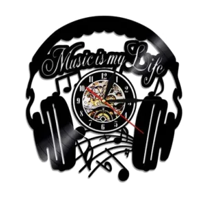 Musik-Vinyl-Schallplatten-Wanduhr ¨C Kopfh?rer-Form, Vinyl-Wanduhr ¨C Vinyl-Uhr ¨C – Markenlos bei vibequelle