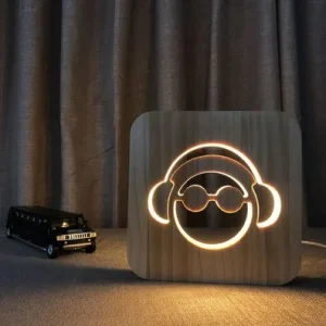 Kopfh?rer-LED-Nachtlichter, 3D-Holzbeleuchtung, kreatives Schlafzimmer, Nachttis – Chengyi bei vibequelle