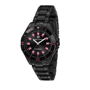 CHIARA Ferragni â Frau â R1953101505 â Total Black Sportuhr mit Baguette-Rosa-Zirkone bei vibequelle