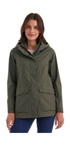 Funktionsjacke “GS 54 WMN JCKT”, Damen, Gr. 36, grün (olivgrün), Obermaterial: 100% Polyester.Futter: 100% Polyester, G.I.G.A. DX BY KILLTEC, Jacken Funktionsjacke, Wasserdicht, atmungsaktiv, recycelte Materialien, abnehmbare Kapuze