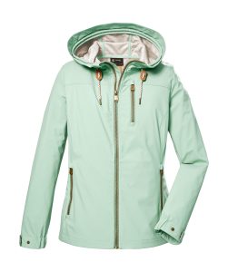Softshelljacke “GS 24 WMN SFTSHLL JCKT”, Damen, Gr. 38, grün (mint), Oberstoff: Oberseite: 100% Polyester (recycelt), Rückseite: 100% Polyester, Futter: 100% Polyester, G.I.G.A. DX BY KILLTEC, Jacken Softshelljacke, Wasserabweisende Softshelljacke, verstellbare Kapuze, winddicht