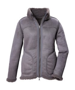 Wendejacke “GW 62 WMN JCKT”, Damen, Gr. 36, grau (stein), Obermaterial: 100% Polyester, G.I.G.A. DX BY KILLTEC, Jacken, Wendbare Damenjacke in Wildlederoptik, warm, mit 4 Taschen