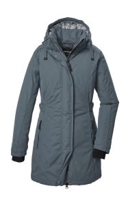 Parka “GW 70 WMN PRK”, Damen, Gr. 36, blau (graublau), Obermaterial: 88% Polyester, 12% Baumwolle.Futter: 100% Polyester.Füllung: 100% Polyester, G.I.G.A. DX BY KILLTEC, Jacken Parka, Wind- und wasserdichter Damenparka, atmungsaktiv, mit Fleece.