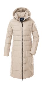 Steppmantel “GW 88 WMN QLTD CT”, Damen, Gr. 36, beige (hellbeige), Obermaterial: 100% Polyester.Futter: 100% Polyester.Füllung: 100% Polyester, G.I.G.A. DX BY KILLTEC, Mäntel Steppmantel, Wasserabweisender, winddichter Mantel mit Daunenoptik und Kapuze