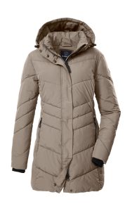 Steppmantel “GW 60 WMN QLTD PRK”, Damen, Gr. 38, beige (sand), Obermaterial: 100% Polyester.Futter: 100% Polyester.Füllung: 100% Polyester, G.I.G.A. DX BY KILLTEC, Mäntel Steppmantel, Schmaler, wasserabweisender Damenparka mit abnehmbarer Kapuze