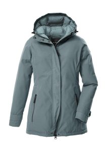 Funktionsjacke “GW 23 WMN JCKT”, Damen, Gr. 36, blau (graublau), Obermaterial: 88% Polyester, 12% Baumwolle.Futter: 100% Polyester.Füllung: 100% Polyester, G.I.G.A. DX BY KILLTEC, Jacken Funktionsjacke, Wasserdichte, atmungsaktive Damenjacke mit verstellbarer Kapuze