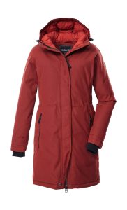 Parka “GW 22 WMN PRK”, Damen, Gr. 36, rot (feuerrot), Obermaterial: 88% Polyester, 12% Baumwolle.Futter: 100% Polyester.Füllung: 100% Polyester, G.I.G.A. DX BY KILLTEC, Jacken Parka, Funktionsparka: wasserdicht, atmungsaktiv, 2-Wege-Reißverschluss
