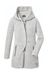 Fleecejacke “GW 75 WMN KNTFLC PRK”, Damen, Gr. 36, beige (naturweiß), Oberseite: 100% Polyester.Rückseite: 100% Polyester, G.I.G.A. DX BY KILLTEC, Jacken Fleecejacke, Strickfleeceparka mit Kapuze, Melange-Optik, 2-Wege-Reißverschluss