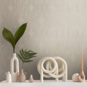 Vliestapete A.S. CRÉATION “French Affair Grafik-Tapete -Effekt Mustertapete Struktur Kunst”, beige (beige,metallic,grau), B:0,53m H:0,02m L:10,05m, Vlies, Tapeten, Vliestapete geometrisch für Schlafzimmer Küche Wohnzimmer Grafik Flur