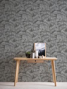 Vliestapete A.S. CRÉATION “Casual Living florale Tapete Mustertapete Blätter Blattmuster”, schwarz (anthrazit,grau,silber), B:0,53m H:0,02m L:10,05m, Vlies, Tapeten, Vliestapete Blättertapete für Schlafzimmer Küche Wohnzimmer Floral