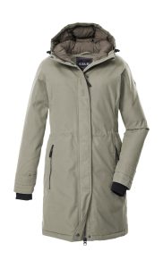 Parka “GW 22 WMN PRK”, Damen, Gr. 36, grün (helloliv), Obermaterial: 88% Polyester, 12% Baumwolle.Futter: 100% Polyester.Füllung: 100% Polyester, G.I.G.A. DX BY KILLTEC, Jacken Parka, Funktionsparka: wasserdicht, atmungsaktiv, 2-Wege-Reißverschluss