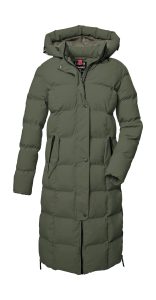 Steppmantel “GW 2 WMN QLTD CT”, Damen, Gr. 40, grün (olivgrün), Oberstoff: 100% Polyester, Futter: 100% Polyester (recycelt), Wattierung: 100% Polyester (recycelt), G.I.G.A. DX BY KILLTEC, Mäntel Steppmantel, Winddichter, wasserabweisender Steppmantel, atmungsaktiv, recycelt