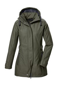 Softshellparka “GW 22 WMN SFTSHLL PRK”, Damen, Gr. 36, grün (dunkelgrün), Oberstoff: Oberseite: 100% Polyester, Rückseite: 100% Polyester, Futter: 100% Polyester, G.I.G.A. DX BY KILLTEC, Jacken, Softshell Parka, 8.000 mm wasserdicht, atmungsaktiv, abzippbare Kapuze