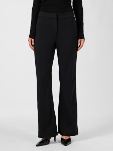 Anzughose Y.A.S “YASVICTORIA HMW FLARED PANT S. NOOS”, Damen, Gr. XL (42), N-Gr, schwarz, Web, Obermaterial: 95% Polyester, 5% Elasthan, unifarben, loose fit, Hosen Anzughose