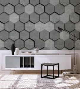 Vliestapete A.S. CRÉATION “3D-Tapete Wabenmuster Grau Betonstruktur hexagon”, grau, B:2,55m H:0,02m L:3,5m, Vlies, Tapeten