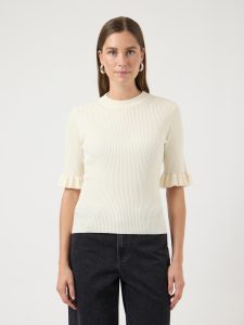 Rundhalspullover Y.A.S “YASMIKLA SS KNIT TOP S. NOOS”, Damen, Gr. M, pristine, Strick, Obermaterial: 65% Viskose, 35% Nylon, unifarben, slim fit normal, Rundhals, Pullover Rundhalspullover