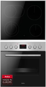 AMICA Elektro-Herd-Set, Energieeffizienz: A (A+++-D), edelstahl, Herdsets, Komfortables Kochen und Backen mit klarer und einfacher Handhabung