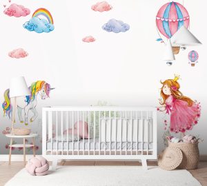 Vliestapete A.S. CRÉATION “Kinderzimmer Fototapete Einhorn Prinzessin Rosa”, weiß, B:2,55m H:0,02m L:3,5m, Vlies, Tapeten