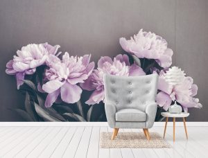 Vliestapete A.S. CRÉATION “Pfingstrosen Fototapete Flieder Grau Blumendesign”, grau, B:2,55m H:0,02m L:3,5m, Vlies, Tapeten