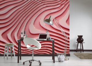 Vliestapete A.S. CRÉATION “3D-Tapete Wellenoptik Rosé Metallic Abstrakt”, rot, B:2,55m H:0,02m L:3,5m, Vlies, Tapeten