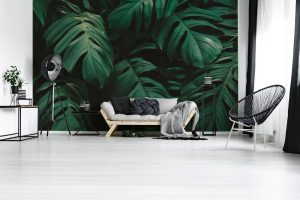 Vliestapete A.S. CRÉATION “Fototapete Monstera Blätter Dunkelgrün Tropisch”, schwarz, B:2,55m H:0,02m L:3,5m, Vlies, Tapeten