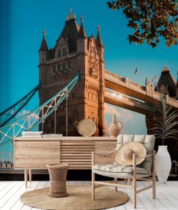 Vliestapete A.S. CRÉATION “Fototapete Tower Bridge London Architektur”, blau, B:2,55m H:0,02m L:3,5m, Vlies, Tapeten
