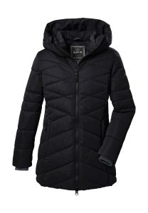 Steppjacke “GW 16 WMN QLTD JCKT”, Damen, Gr. 40, schwarz, Oberstoff: 100% Polyester, Futter: 100% Polyester (recycelt), Wattierung: 100% Polyester, G.I.G.A. DX BY KILLTEC, Jacken Steppjacke, Modische, wasserabweisende Damenjacke mit Kapuze, recyceltes Material