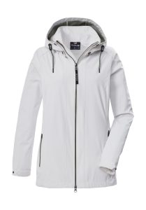 Softshelljacke “GS 96 WMN SFTSHLL JCKT”, Damen, Gr. 36, naturweiß, Oberseite: 100% Polyester.Rückseite: 100% Polyester.Futter: 100% Polyester.Futter 2: 100% Polyester, G.I.G.A. DX BY KILLTEC, Jacken Softshelljacke, Wasserabweisende Softshelljacke mit abnehmbarer Kapuze