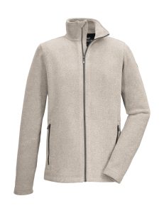 Fleecejacke “GS 5 MN KNTFLC JCKT”, Herren, Gr. L, hellbeige, Obermaterial: 100% Polyester, G.I.G.A. DX BY KILLTEC, Jacken Fleecejacke, Strickfleecejacke, Melange-Optik, Reißverschlusstaschen, Kinnschutz