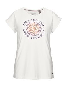 T-Shirt “GS 40 WMN TSHRT”, Damen, Gr. 36, weiß, Obermaterial: 65% Polyester, 30% Baumwolle, 5% Elasthan, G.I.G.A. DX BY KILLTEC, Rundhals, Shirts T-Shirt, Weiches T-Shirt mit Stretch, Print und gekrempelten Ärmeln