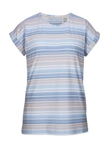 T-Shirt “GS 41 WMN TSHRT”, Damen, Gr. 42, graublau, Obermaterial: 65% Polyester, 30% Baumwolle, 5% Elasthan, G.I.G.A. DX BY KILLTEC, Rundhals, Shirts T-Shirt, Weiches, strapazierfähiges T-Shirt mit gestreiftem Design