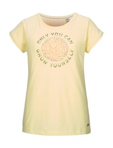 T-Shirt “GS 40 WMN TSHRT”, Damen, Gr. 50, hellgelb, Obermaterial: 65% Polyester, 30% Baumwolle, 5% Elasthan, G.I.G.A. DX BY KILLTEC, Rundhals, Shirts T-Shirt, Weiches T-Shirt mit Stretch, Print und gekrempelten Ärmeln