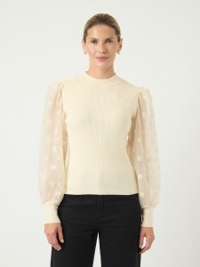 Rundhalspullover Y.A.S “YASDOTME LS KNIT PULLOVER S. NOOS”, Damen, Gr. XL, beige (birch), Rippstrick, Obermaterial: 52% Viskose, 26% Polyester, 22% Nylon, unifarben, regular fit normal, hoch geschlossener Ausschnitt, Rippbündchen, Pullover Rundhalspullover