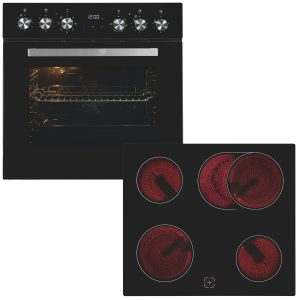 EXQUISIT Elektro-Herd-Set “EHE157-UBZ-020 schwarz”, Energieeffizienz: A (A+++-D), schwarz, Herdsets, Umluft für gleichmäßige Wärme ideal für Plätzchen auf mehreren Blechen