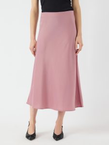 Midirock Y.A.S “YASPELLA HW MIDI SKIRT S. NOOS”, Damen, Gr. XL (42), lila (lilas), Web, Obermaterial: 97% Polyester, 3% Elasthan, unifarben, regular fit wadenlang, Röcke