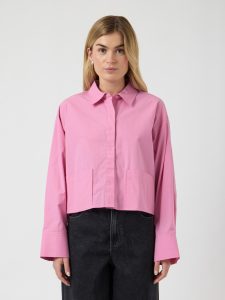 Hemdbluse Y.A.S “YASLEE LS SHORT SHIRT S. NOOS”, Damen, Gr. 38, moonlite mauve, Web, Obermaterial: 100% Baumwolle, unifarben, kurz, Blusen Hemdbluse, Baumwolle