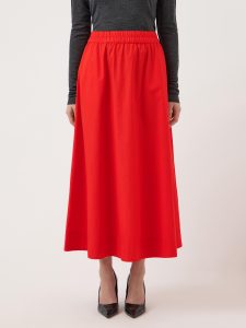 Maxirock Y.A.S “YASCOLEA HW ANKLE SKIRT S. NOOS”, Damen, Gr. 36, fiery rot, Web, Obermaterial: 100% Baumwolle, unifarben, ausgestellt knöchellang, Röcke Maxirock
