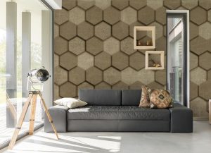 Vliestapete A.S. CRÉATION “3D-Tapete Wabenmuster Beige Betonoptik hexagon”, beige, B:2,55m H:0,02m L:3,5m, Vlies, Tapeten