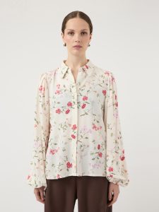 Hemdbluse Y.A.S “YASASINA LS SHIRT S. NOOS”, Damen, Gr. 34, pristine aop:botalia, Web, Obermaterial: 100% Viskose, bedruckt, normal, elastischer Bund, Blusen Hemdbluse