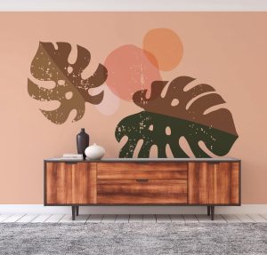 Vliestapete A.S. CRÉATION “Fototapete Monstera Blätter Beige Braun”, beige, B:2,55m H:0,02m L:3,5m, Vlies, Tapeten