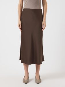 Midirock Y.A.S “YASPELLA HW MIDI SKIRT S. NOOS”, Damen, Gr. M (38), braun (chocolate braun), Web, Obermaterial: 97% Polyester, 3% Elasthan, unifarben, regular fit wadenlang, Röcke